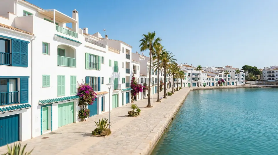 Paseo y edificios de apartamentos frente a la bahía en La Fossa